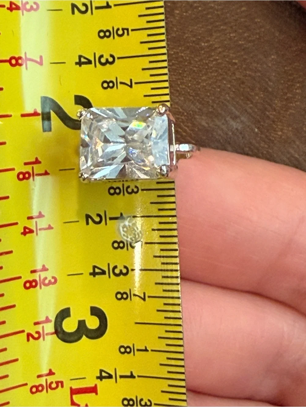 Vintage Clear Crystal Square Drop Clip On Earrings Silver Tone-1068